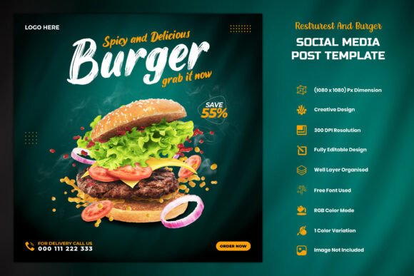Download Burger and Food Social Media Post Banner - Social media post Collection